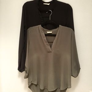 LUSH || Olive & Black Blouse || Size Large